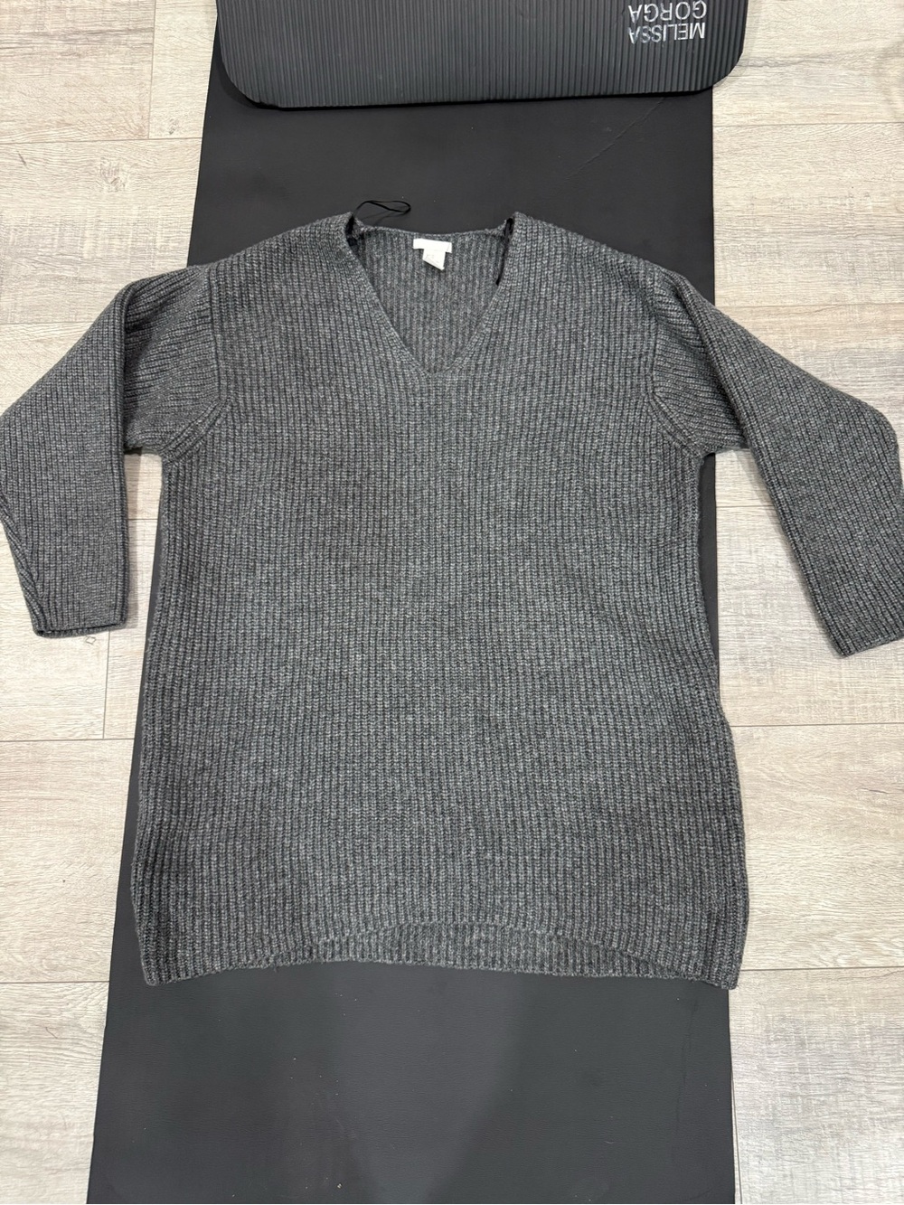 H&M women’s Ribbed V-Neck Sweater in Charcoal